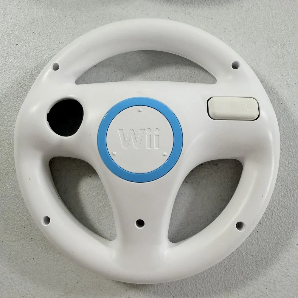 2X Official Nintendo Wii Steering Wheel Mario Kart OEM White RVL-024 Lot of 2